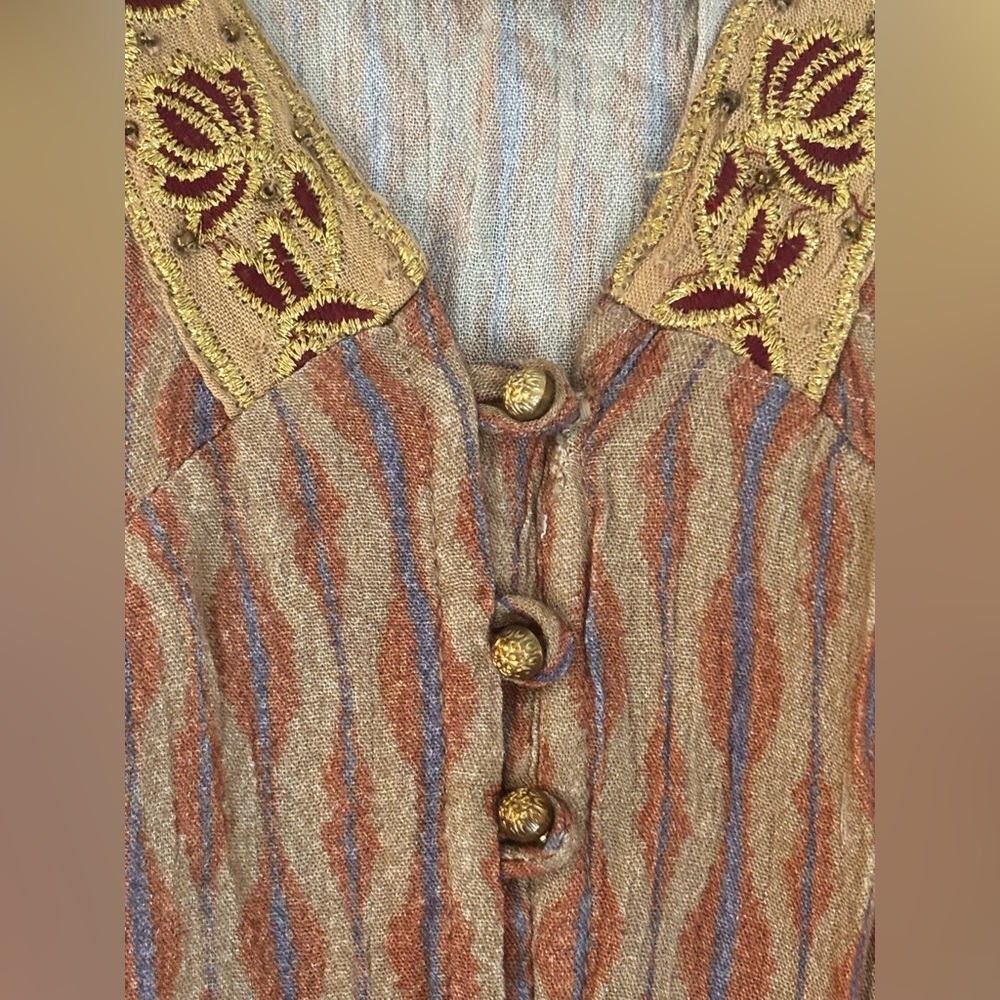 NKN Nekane Button Down Whimsical Romantic Lightweight Dress with Brocade  M
